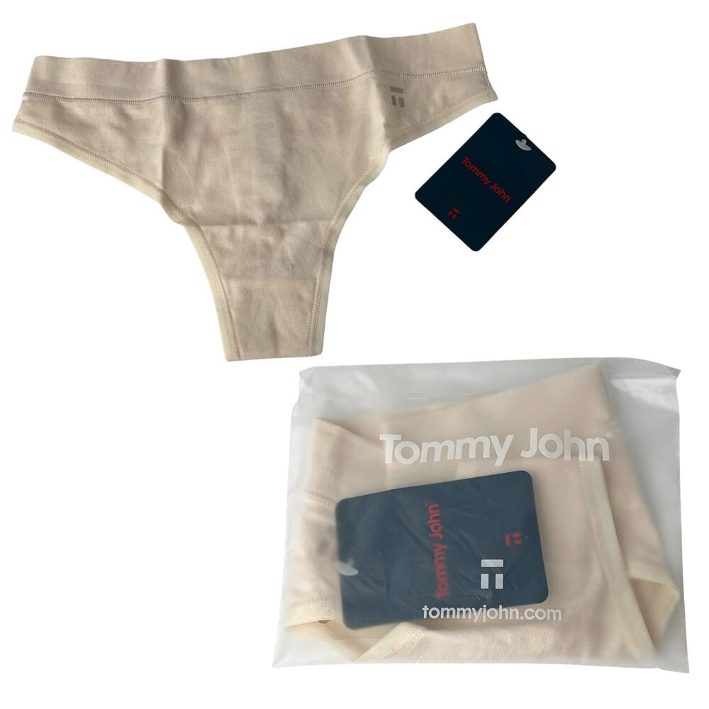 Tommy John Thong Panty Cool Cotton Women’s XS 0-2 Parchment Beige Underwear New